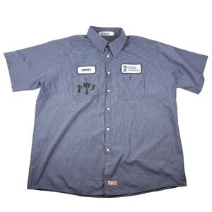 Full Throttle Saloon Short Sleeve Button Up Shirt Mens Sz XL Blue White Check